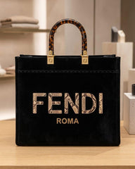 Snakeskin Lettering Suede Luxury Tote Bag