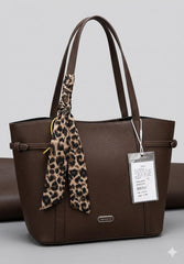 Leopard Scarf Leather Tote Bag