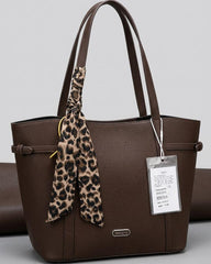 Leopard Scarf Leather Tote Bag