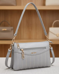 Stitched Multi-Pocket Crossbody Shoulder Bag