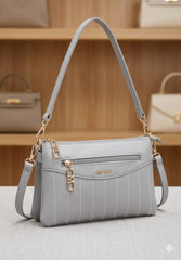 Stitched Multi-Pocket Crossbody Shoulder Bag