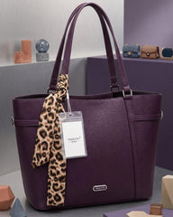 Leopard Scarf Leather Tote Bag