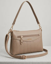Stitched Multi-Pocket Crossbody Shoulder Bag