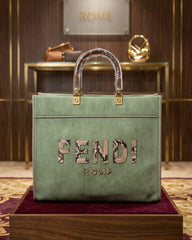 Snakeskin Lettering Suede Luxury Tote Bag