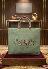 Snakeskin Lettering Suede Luxury Tote Bag