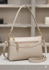Stitched Multi-Pocket Crossbody Shoulder Bag