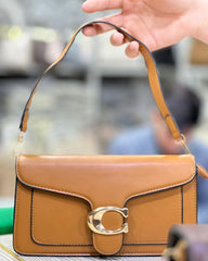 Elegant Metallic "C" Buckle Leather Crossbody & Shoulder Bag