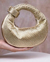 Rhinestone Knotted Mini Hobo Clutch