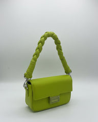 Braided Strap Flap Baguette Handbag
