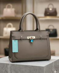 Structured Padlock Strap Top-Handle Handbag