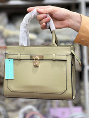 Structured Padlock Strap Top-Handle Handbag