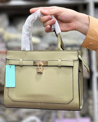 Structured Padlock Strap Top-Handle Handbag