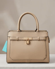 Structured Padlock Strap Top-Handle Handbag
