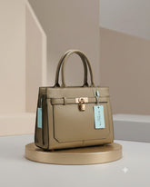 Structured Padlock Strap Top-Handle Handbag