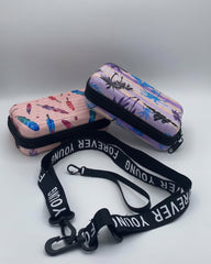 Printed Hard-Shell Mini Luggage Crossbody Pouch