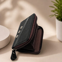 Studded Zipper Card Wallet