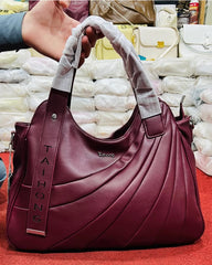 Pleated Fan-Panel Shoulder & Tote Bag