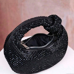 Rhinestone Knotted Mini Hobo Clutch