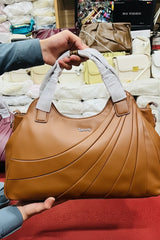 Pleated Fan-Panel Shoulder & Tote Bag
