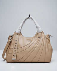 Pleated Fan-Panel Shoulder & Tote Bag