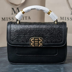 Elegant Monogram op Handle Crossbody Handbag