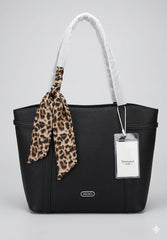 Leopard Scarf Leather Tote Bag
