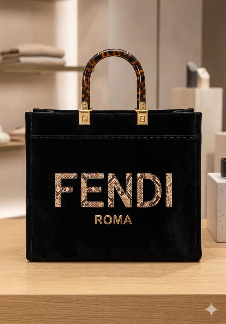 Snakeskin Lettering Suede Luxury Tote Bag