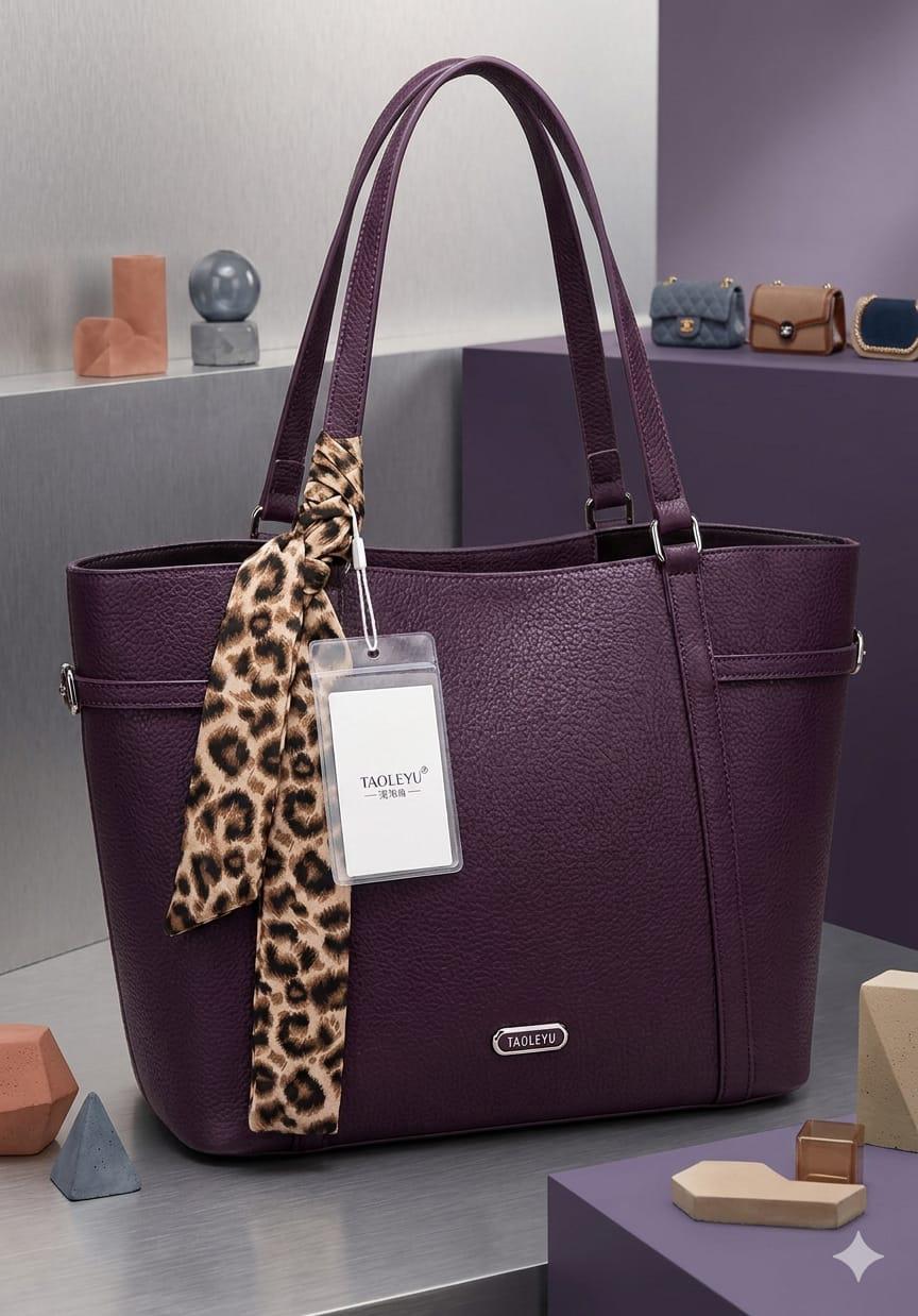 Leopard Scarf Leather Tote Bag