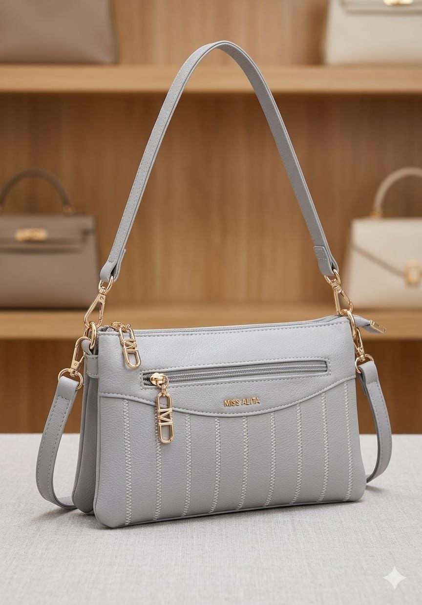 Stitched Multi-Pocket Crossbody Shoulder Bag