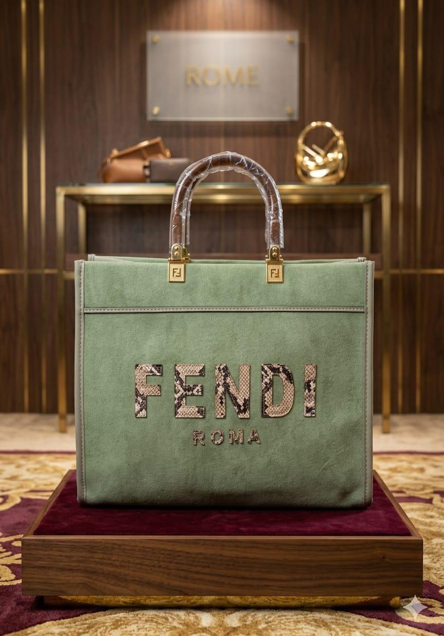 Snakeskin Lettering Suede Luxury Tote Bag