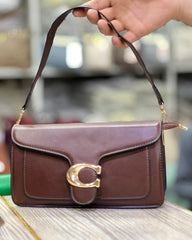 Elegant Metallic "C" Buckle Leather Crossbody & Shoulder Bag