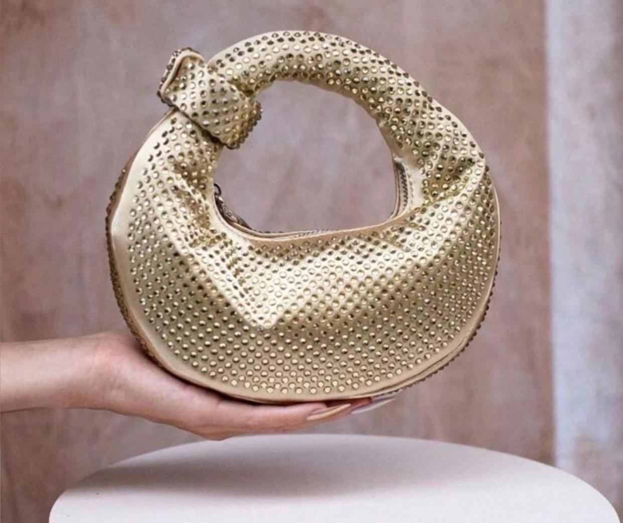 Rhinestone Knotted Mini Hobo Clutch