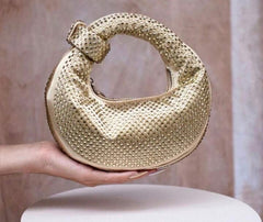 Rhinestone Knotted Mini Hobo Clutch