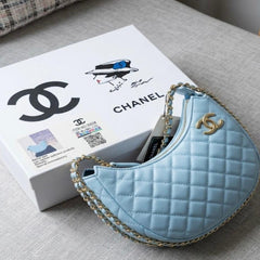 Luxury Quilted Crescent Chain Shoulder Bag
