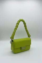Braided Strap Flap Baguette Handbag