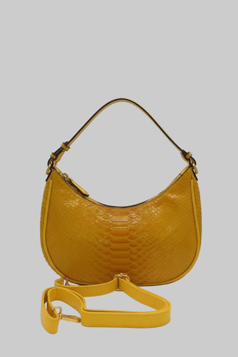 Snakeskin Crescent Shoulder & Crossbody Bag