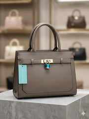 Structured Padlock Strap Top-Handle Handbag