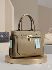 Structured Padlock Strap Top-Handle Handbag