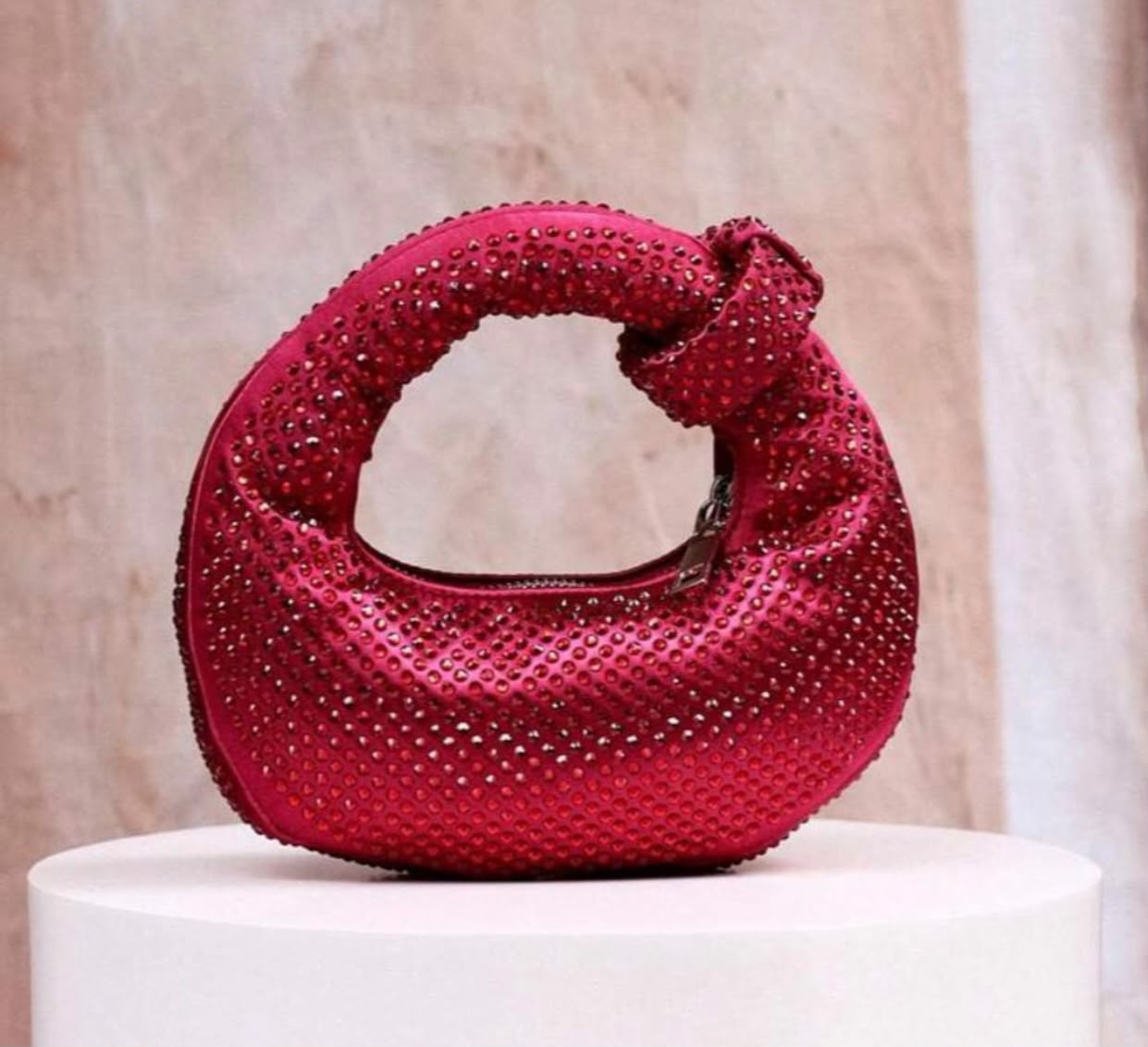 Rhinestone Knotted Mini Hobo Clutch