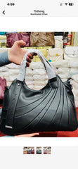 Pleated Fan-Panel Shoulder & Tote Bag