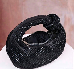 Rhinestone Knotted Mini Hobo Clutch