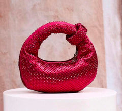 Rhinestone Knotted Mini Hobo Clutch